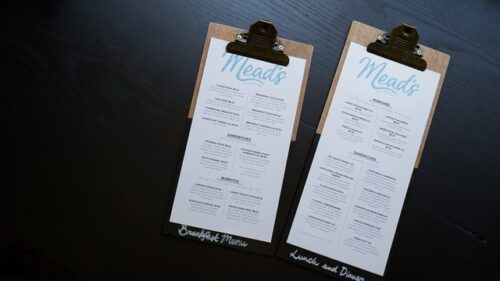 Restaurant Menu with Blue Accents