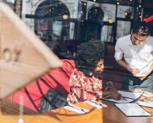 woman ordering at a restaurant