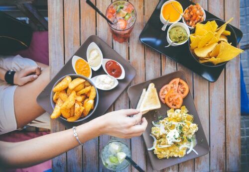 Restaurant Food on Table Outside