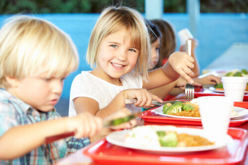 Elementary School Child Eating Lunch