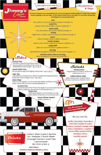 Jimmies Dinner Menu Design