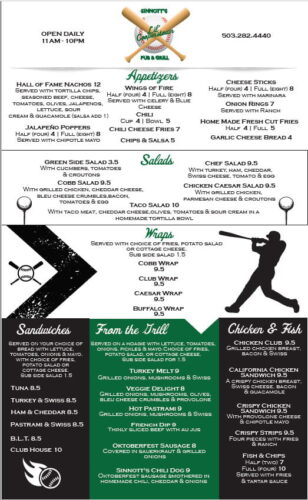 Sports Themed Restaurant Menu Design Services
