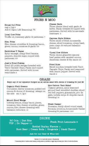 Local Cow Restaurant Menu Design Services