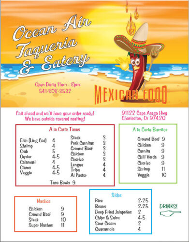 Mexican Restaurant Menu Design Services