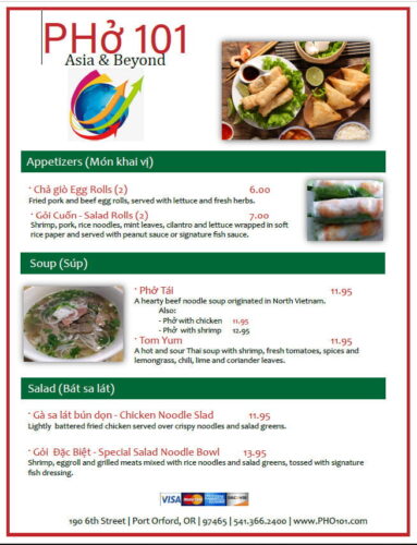 Asian Restaurant Menu Design Services