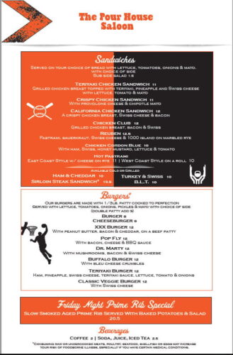 Sports Bar Menu Design