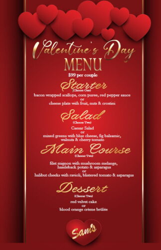 Valentine's Day Restaurant Menu Design