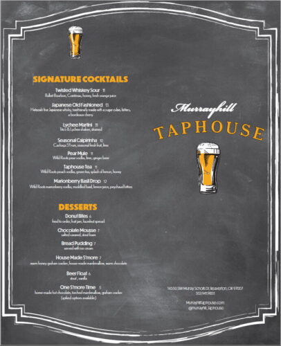 Brewery and Tap House Menu Design